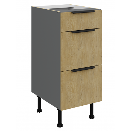 Szafka kuchenna z szufladami 40 cm CREMA dąb cremona / antracyt 40 D 3S BB